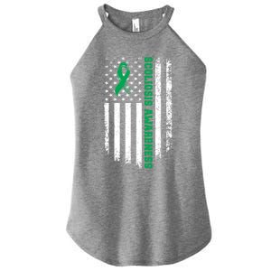 Green Ribbon American Flag Scoliosis Awareness Gift Women's Perfect Tri Rocker Tank