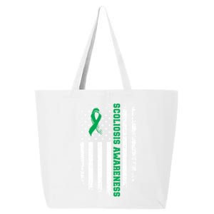 Green Ribbon American Flag Scoliosis Awareness Gift 25L Jumbo Tote