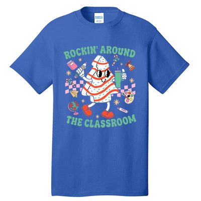 Groovy Rocking Around Classroom Teacher Christmas Tree Cake Tall T-Shirt