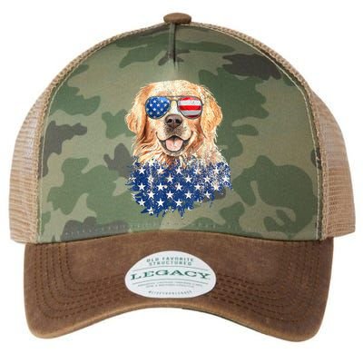 Golden Retriever American USA Flag Retro 4th Of July Legacy Tie Dye Trucker Hat