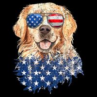 Golden Retriever American USA Flag Retro 4th Of July Flexfit Unipanel Trucker Cap
