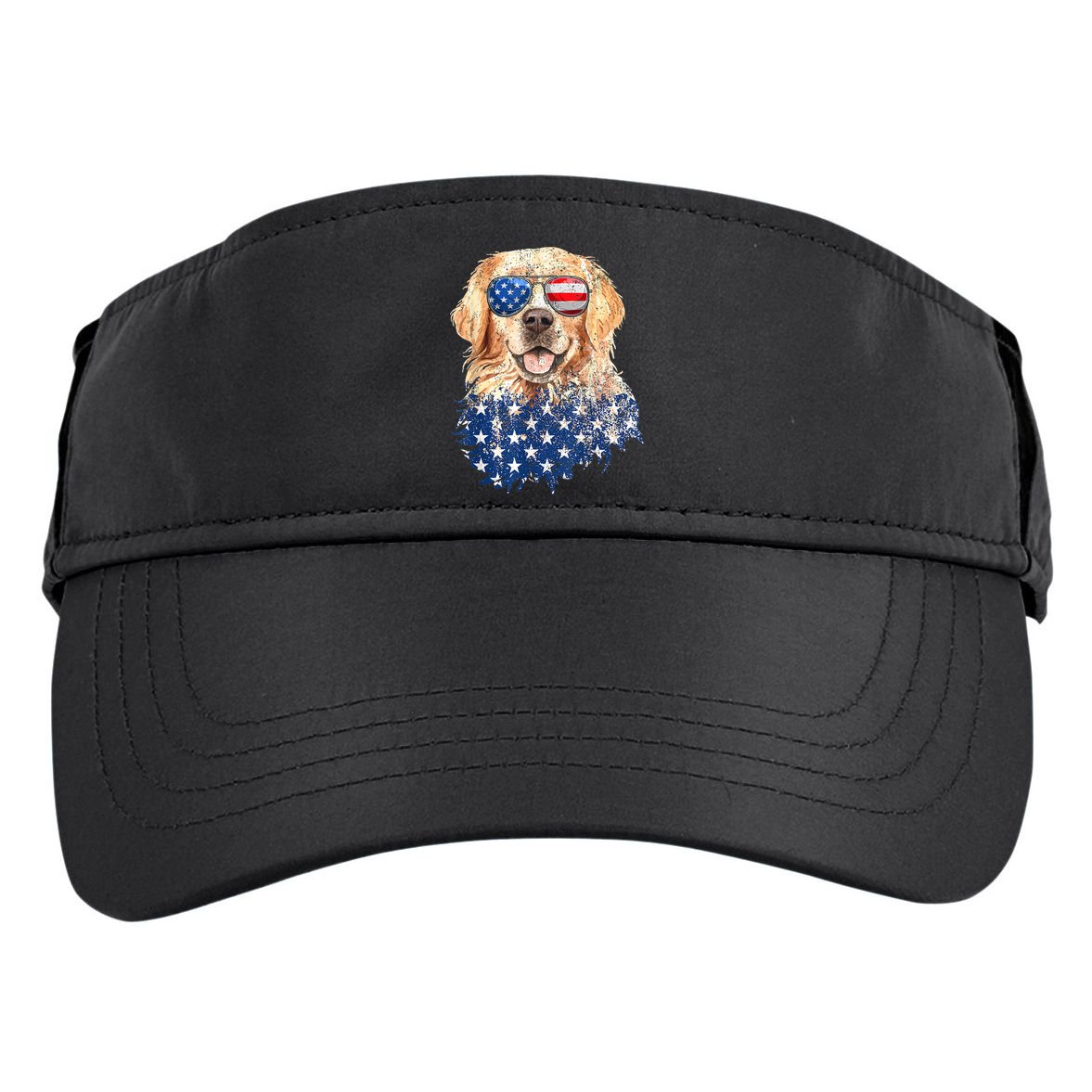 Golden Retriever American USA Flag Retro 4th Of July Adult Drive Performance Visor
