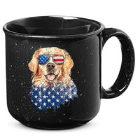 Golden Retriever American USA Flag Retro 4th Of July 15oz Campfire Ceramic Mug