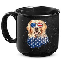 Golden Retriever American USA Flag Retro 4th Of July 15oz Campfire Ceramic Mug