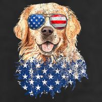 Golden Retriever American USA Flag Retro 4th Of July 15oz Campfire Ceramic Mug