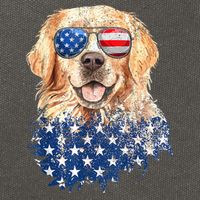 Golden Retriever American USA Flag Retro 4th Of July Cotton Canvas Backpack