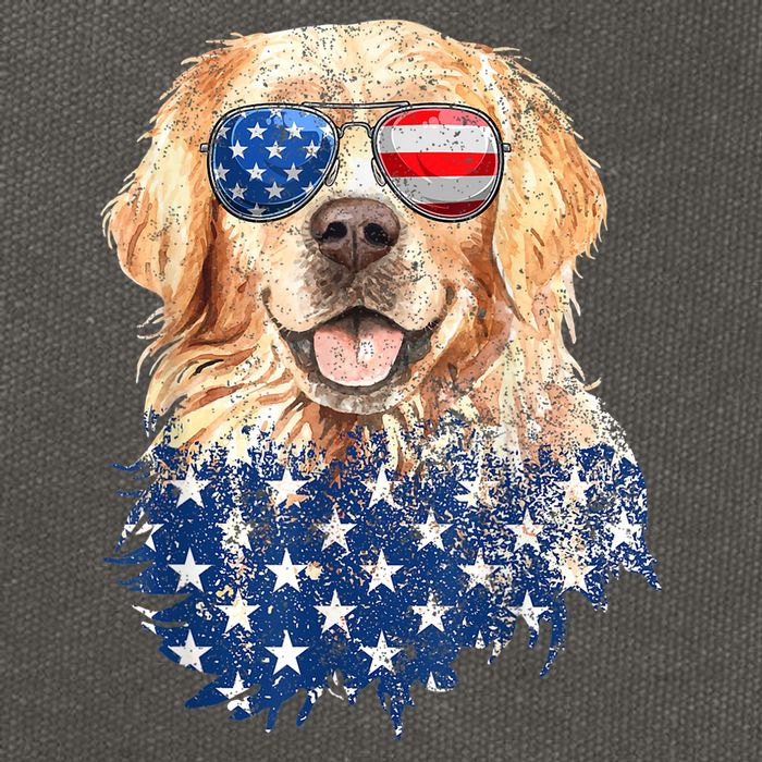 Golden Retriever American USA Flag Retro 4th Of July Cotton Canvas Backpack