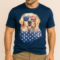 Golden Retriever American USA Flag Retro 4th Of July Cooling Performance Crew T-Shirt