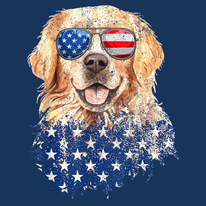 Golden Retriever American USA Flag Retro 4th Of July Cooling Performance Crew T-Shirt