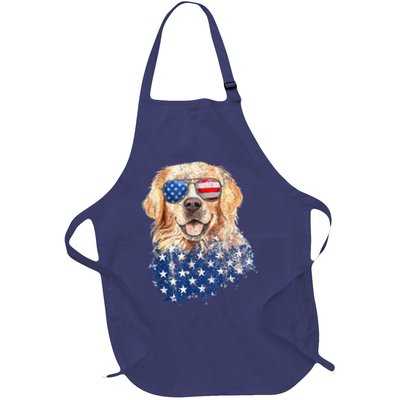 Golden Retriever American USA Flag Retro 4th Of July Apron