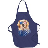 Golden Retriever American USA Flag Retro 4th Of July Apron