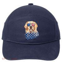 Golden Retriever American USA Flag Retro 4th Of July 7-Panel Snapback Hat