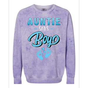 Gender reveal Auntie says baby matching family set Colorblast Crewneck Sweatshirt