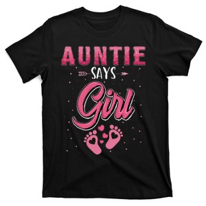 Gender reveal Auntie says baby matching family set T-Shirt