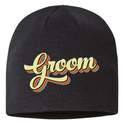 Groom Retro Art Baseball Font Vintage Sustainable Beanie