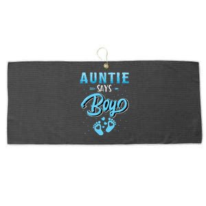 Gender Reveal Auntie Says Boy Baby Matching Family Set Large Microfiber Waffle Golf Towel