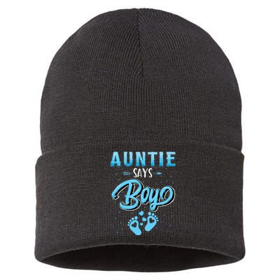 Gender Reveal Auntie Says Boy Baby Matching Family Set Sustainable Knit Beanie