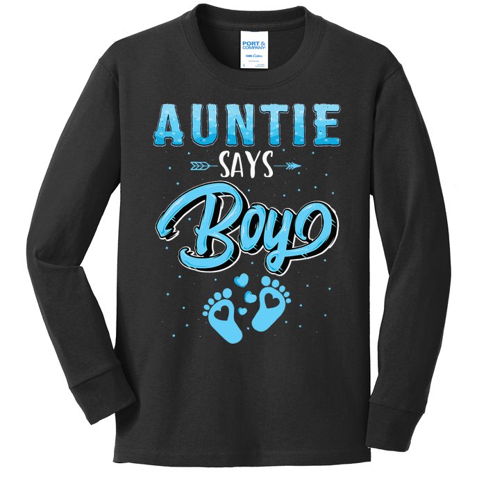 Gender Reveal Auntie Says Boy Baby Matching Family Set Kids Long Sleeve Shirt