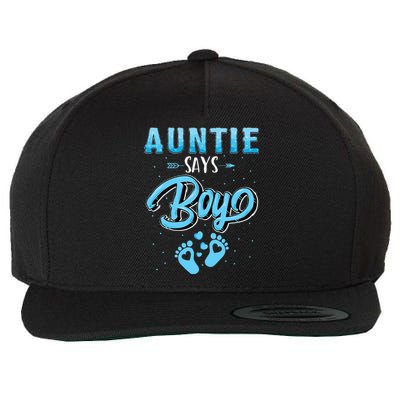 Gender Reveal Auntie Says Boy Baby Matching Family Set Wool Snapback Cap