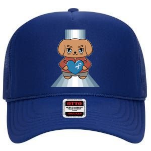 Golden Retriever Anime Dog Diabetes Awareness Gift High Crown Mesh Back Trucker Hat