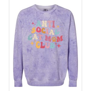 Groovy Retro Anti Social Cat Moms Club MotherS Day Cute Gift Colorblast Crewneck Sweatshirt