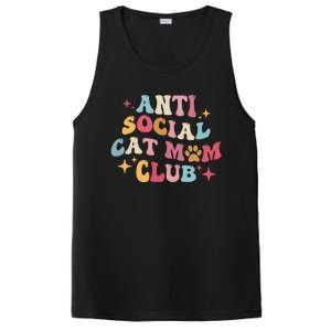 Groovy Retro Anti Social Cat Moms Club MotherS Day Cute Gift PosiCharge Competitor Tank