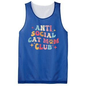 Groovy Retro Anti Social Cat Moms Club MotherS Day Cute Gift Mesh Reversible Basketball Jersey Tank