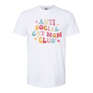 Groovy Retro Anti Social Cat Moms Club MotherS Day Cute Gift Softstyle CVC T-Shirt