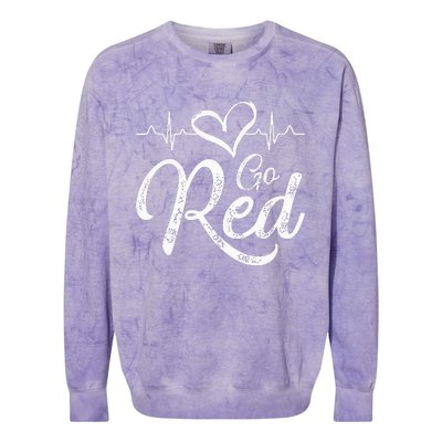 Go Red American Heart Health Month Awareness In February Colorblast Crewneck Sweatshirt