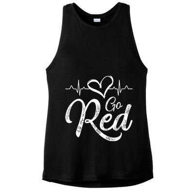 Go Red American Heart Health Month Awareness In February Ladies PosiCharge Tri-Blend Wicking Tank