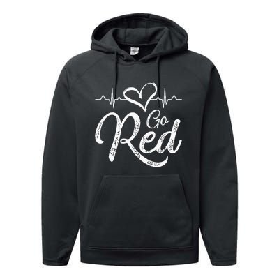 Go Red American Heart Health Month Awareness In February Performance Fleece Hoodie