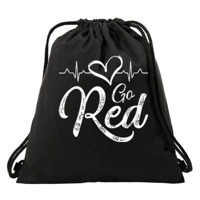 Go Red American Heart Health Month Awareness In February Drawstring Bag