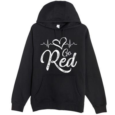 Go Red American Heart Health Month Awareness In February Premium Pullover Hoodie