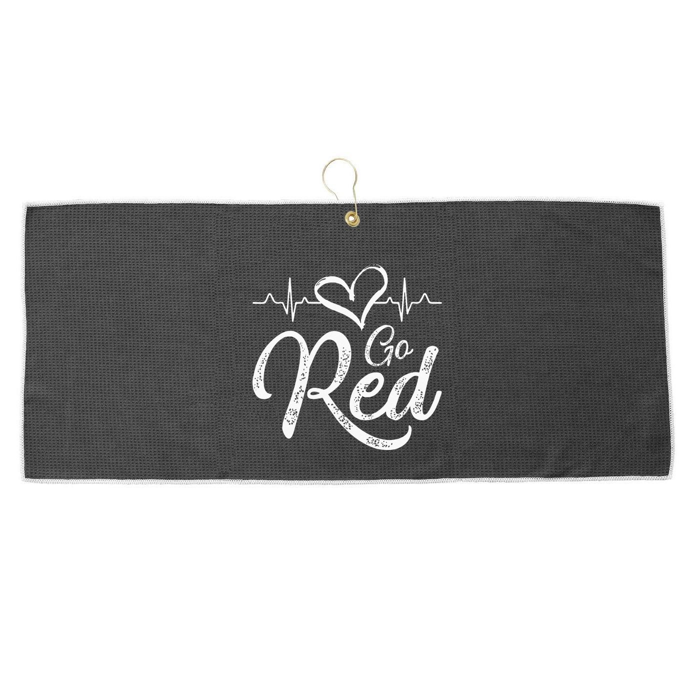 Go Red American Heart Health Month Awareness In February Large Microfiber Waffle Golf Towel