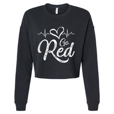 Go Red American Heart Health Month Awareness In February Cropped Pullover Crew