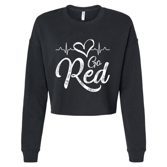 Go Red American Heart Health Month Awareness In February Cropped Pullover Crew
