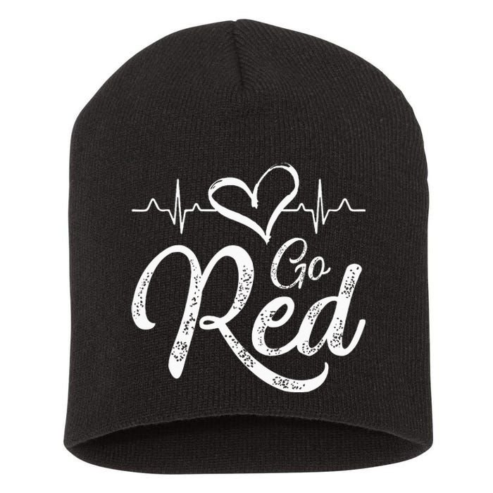 Go Red American Heart Health Month Awareness In February Short Acrylic Beanie