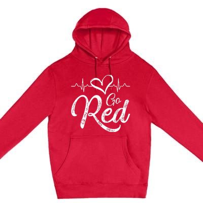 Go Red American Heart Health Month Awareness In February Premium Pullover Hoodie