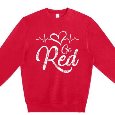 Go Red American Heart Health Month Awareness In February Premium Crewneck Sweatshirt