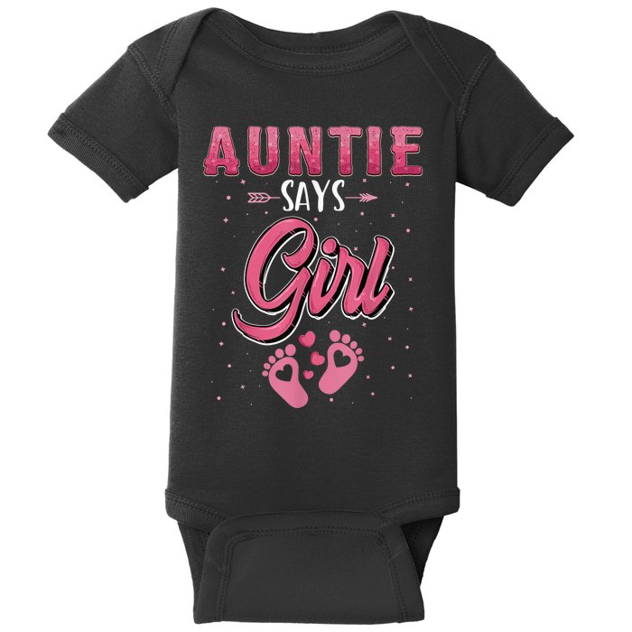 Gender reveal Auntie says Girl baby matching family set Baby Bodysuit