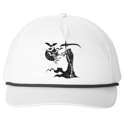 Grim Reaper Angel Of Death Swarm Of Bats Full Moon Halloween Snapback Five-Panel Rope Hat