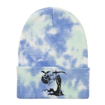 Grim Reaper Angel Of Death Swarm Of Bats Full Moon Halloween Tie Dye 12in Knit Beanie