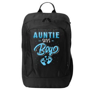 Gender reveal Auntie says Boy baby matching family set City Backpack