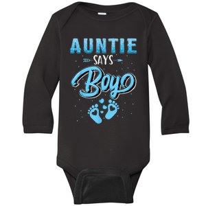 Gender reveal Auntie says Boy baby matching family set Baby Long Sleeve Bodysuit