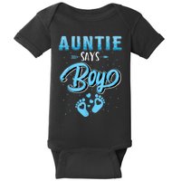 Gender reveal Auntie says Boy baby matching family set Baby Bodysuit