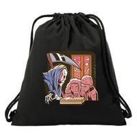 Grim Reaper And Children Horror Drawstring Bag