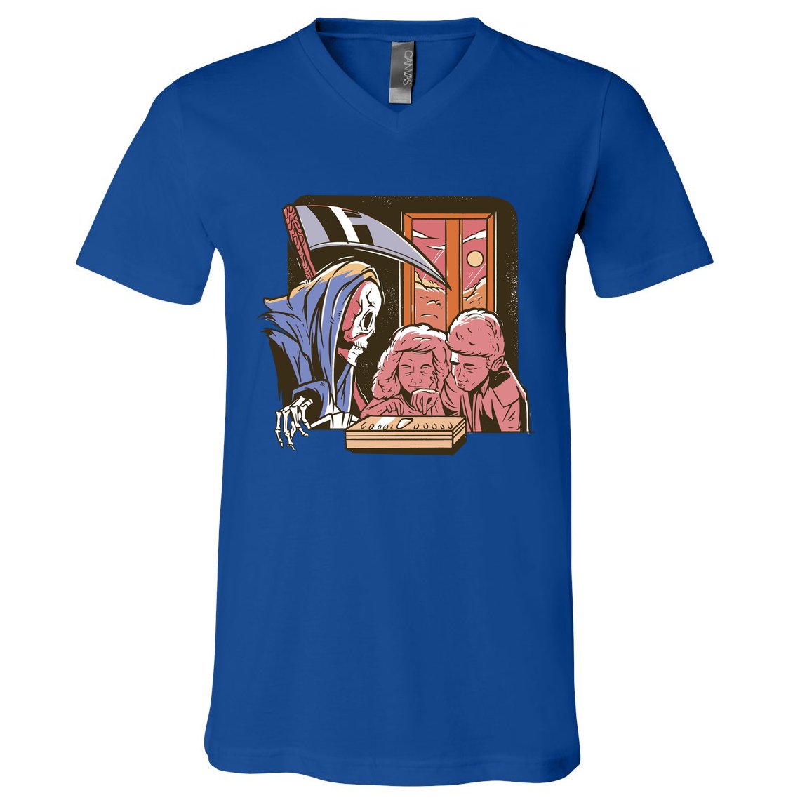 Grim Reaper And Children Horror V-Neck T-Shirt