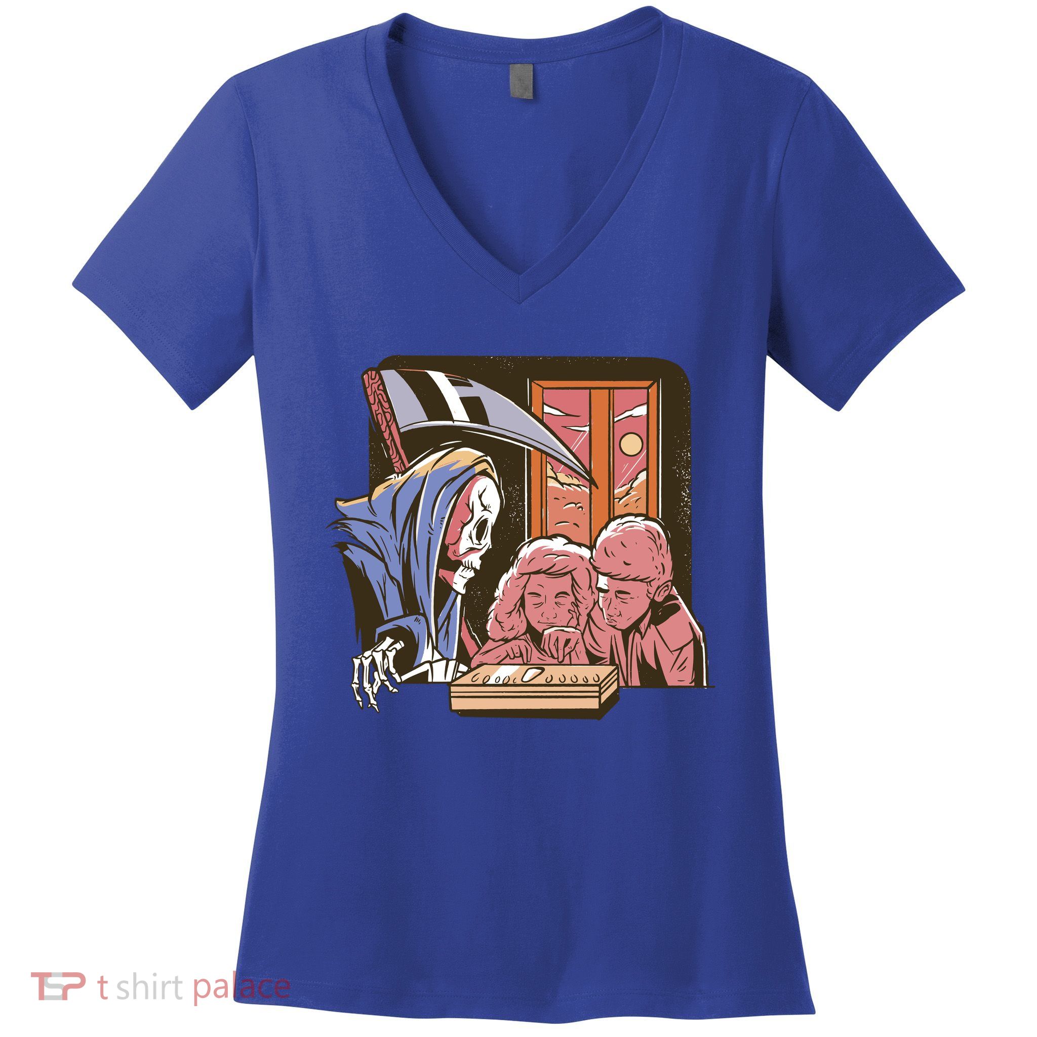 Grim Reaper And Children Horror Women's V-Neck T-Shirt