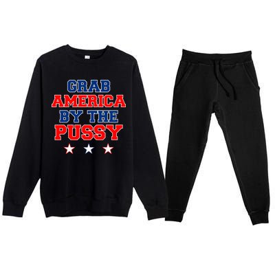 Grab America By The Pussy Donald Trump President Premium Crewneck Sweatsuit Set