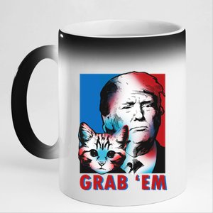 Grab 'Em Cat Funny Pro Trump 11oz Black Color Changing Mug